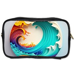 Tsunami Tidal Wave Wave Minimalist Ocean Sea 3 Toiletries Bag (two Sides) by Pakemis