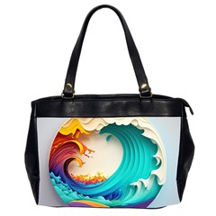 Tsunami Tidal Wave Wave Minimalist Ocean Sea 3 Oversize Office Handbag (2 Sides) by Pakemis