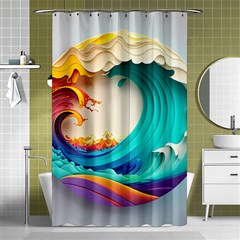 Tsunami Tidal Wave Wave Minimalist Ocean Sea 3 Shower Curtain 48  X 72  (small)  by Pakemis