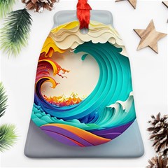 Tsunami Tidal Wave Wave Minimalist Ocean Sea 3 Bell Ornament (two Sides) by Pakemis