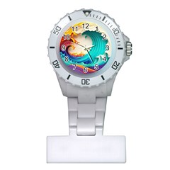 Tsunami Tidal Wave Wave Minimalist Ocean Sea 3 Plastic Nurses Watch by Pakemis