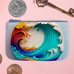 Tsunami Tidal Wave Wave Minimalist Ocean Sea 3 Large Coin Purse by Pakemis