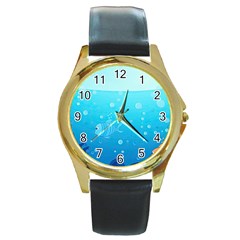 Ai Generated Ocean Sea Fish Aquatic Water Nature Round Gold Metal Watch by Pakemis