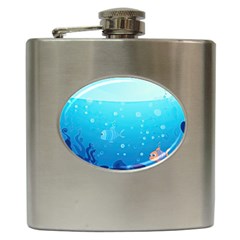 Ai Generated Ocean Sea Fish Aquatic Water Nature Hip Flask (6 Oz) by Pakemis