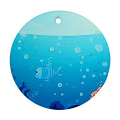 Ai Generated Ocean Sea Fish Aquatic Water Nature Round Ornament (two Sides) by Pakemis