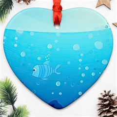 Ai Generated Ocean Sea Fish Aquatic Water Nature Heart Ornament (two Sides) by Pakemis