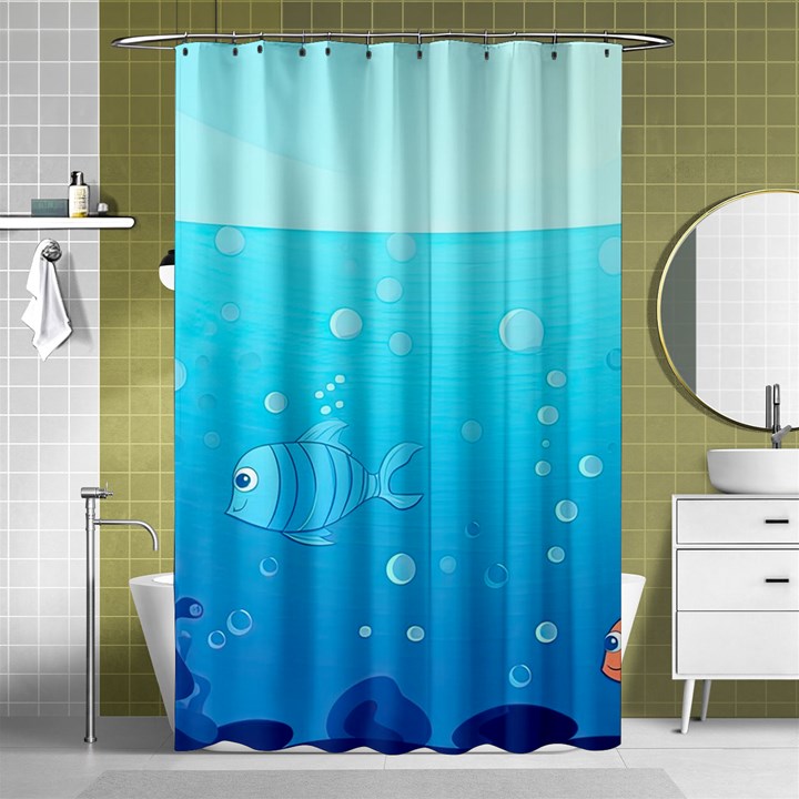 Ai Generated Ocean Sea Fish Aquatic Water Nature Shower Curtain 48  x 72  (Small) 