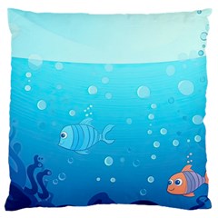 Ai Generated Ocean Sea Fish Aquatic Water Nature Large Premium Plush Fleece Cushion Case (two Sides) by Pakemis