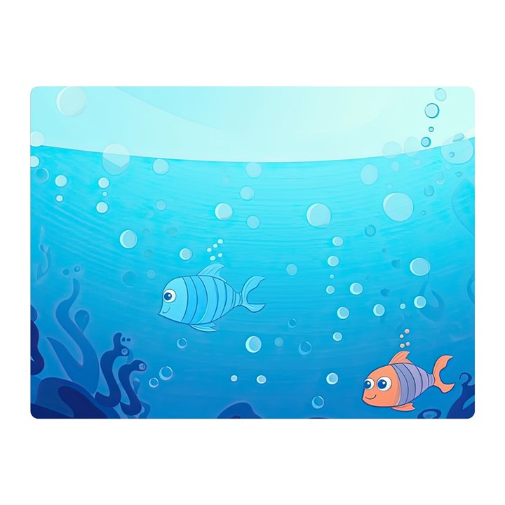 Ai Generated Ocean Sea Fish Aquatic Water Nature Premium Plush Fleece Blanket (Mini)