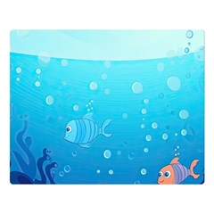 Ai Generated Ocean Sea Fish Aquatic Water Nature Premium Plush Fleece Blanket (large) by Pakemis