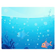 Ai Generated Ocean Sea Fish Aquatic Water Nature One Side Premium Plush Fleece Blanket (medium) by Pakemis