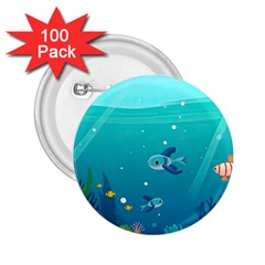 Ai Generated Ocean Sea Fish Aquatic Water Nature 2 2 25  Buttons (100 Pack)  by Pakemis