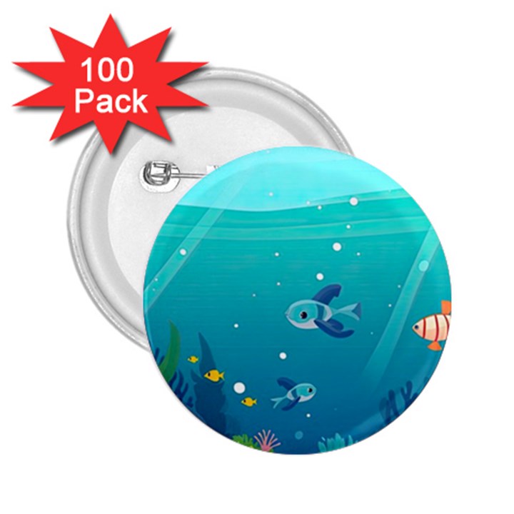 Ai Generated Ocean Sea Fish Aquatic Water Nature 2 2.25  Buttons (100 pack) 