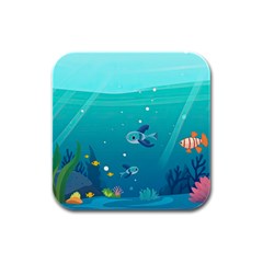 Ai Generated Ocean Sea Fish Aquatic Water Nature 2 Rubber Square Coaster (4 Pack)