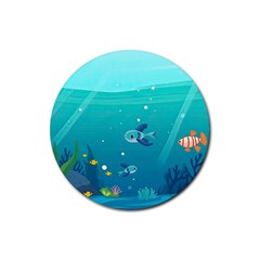 Ai Generated Ocean Sea Fish Aquatic Water Nature 2 Rubber Coaster (round) by Pakemis