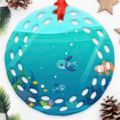 Ai Generated Ocean Sea Fish Aquatic Water Nature 2 Round Filigree Ornament (two Sides) by Pakemis