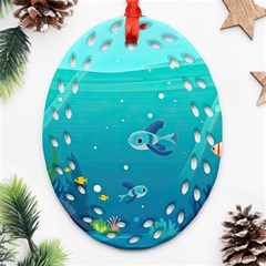 Ai Generated Ocean Sea Fish Aquatic Water Nature 2 Ornament (oval Filigree) by Pakemis