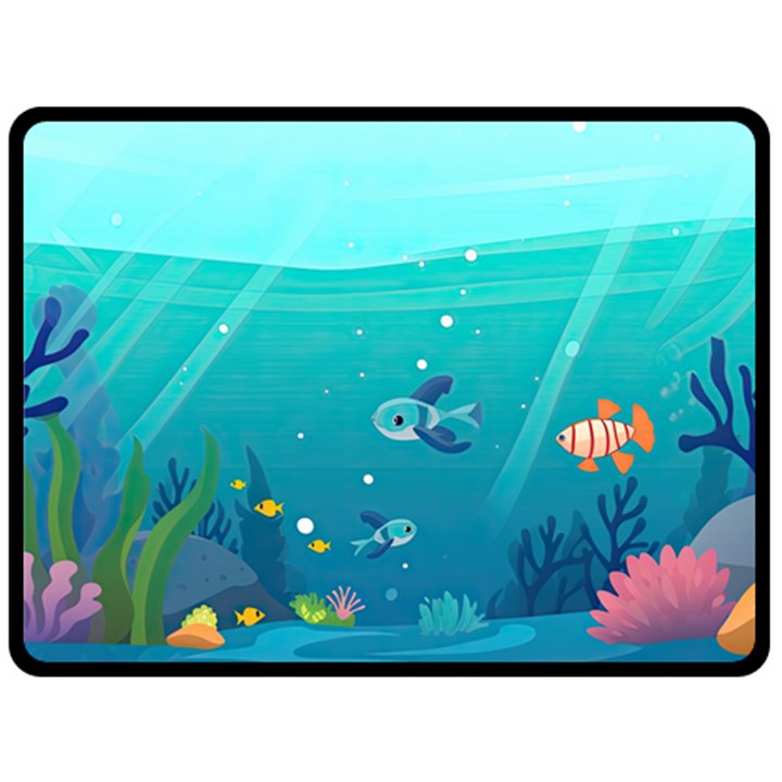 Ai Generated Ocean Sea Fish Aquatic Water Nature 2 Fleece Blanket (Large)