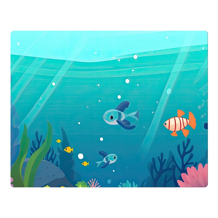 Ai Generated Ocean Sea Fish Aquatic Water Nature 2 Premium Plush Fleece Blanket (Large)