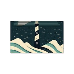 Lighthouse Abstract Ocean Sea Waves Water Blue Sticker Rectangular (100 Pack) by Pakemis