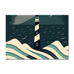 Lighthouse Abstract Ocean Sea Waves Water Blue Sticker A4 (10 Pack) by Pakemis