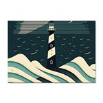 Lighthouse Abstract Ocean Sea Waves Water Blue Sticker A4 (10 pack) Front