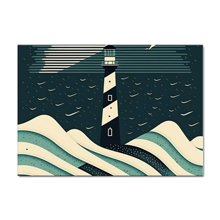 Lighthouse Abstract Ocean Sea Waves Water Blue Sticker A4 (10 pack)