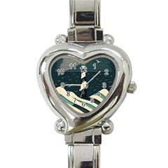 Lighthouse Abstract Ocean Sea Waves Water Blue Heart Italian Charm Watch by Pakemis