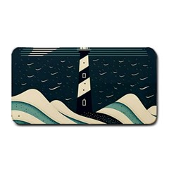 Lighthouse Abstract Ocean Sea Waves Water Blue Medium Bar Mat by Pakemis