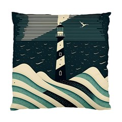 Lighthouse Abstract Ocean Sea Waves Water Blue Standard Cushion Case (two Sides) by Pakemis