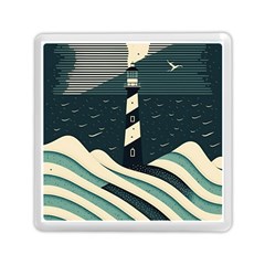 Lighthouse Abstract Ocean Sea Waves Water Blue Memory Card Reader (square) by Pakemis