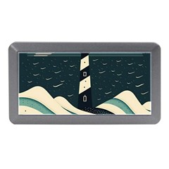 Lighthouse Abstract Ocean Sea Waves Water Blue Memory Card Reader (mini) by Pakemis