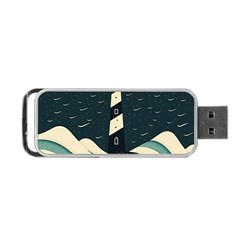 Lighthouse Abstract Ocean Sea Waves Water Blue Portable Usb Flash (one Side) by Pakemis