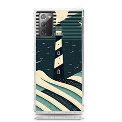 Lighthouse Abstract Ocean Sea Waves Water Blue Samsung Galaxy Note 20 Tpu Uv Case by Pakemis