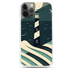 Lighthouse Abstract Ocean Sea Waves Water Blue Iphone 12 Pro Max Tpu Uv Print Case by Pakemis