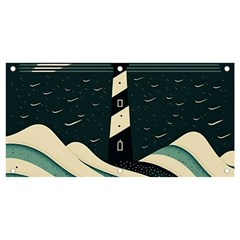 Lighthouse Abstract Ocean Sea Waves Water Blue Banner And Sign 4  X 2  by Pakemis