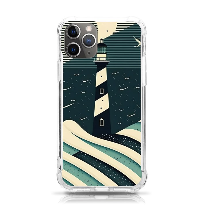 Lighthouse Abstract Ocean Sea Waves Water Blue iPhone 11 Pro 5.8 Inch TPU UV Print Case