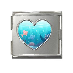 Ai Generated Ocean Sea Fish Aquatic Water Nature 4 Mega Link Heart Italian Charm (18mm) by Pakemis