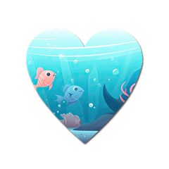 Ai Generated Ocean Sea Fish Aquatic Water Nature 4 Heart Magnet by Pakemis