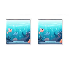 Ai Generated Ocean Sea Fish Aquatic Water Nature 4 Cufflinks (square) by Pakemis