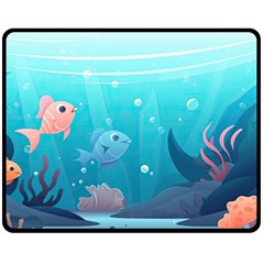 Ai Generated Ocean Sea Fish Aquatic Water Nature 4 One Side Fleece Blanket (medium) by Pakemis