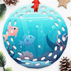 Ai Generated Ocean Sea Fish Aquatic Water Nature 4 Round Filigree Ornament (two Sides) by Pakemis