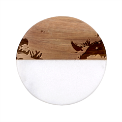 Ai Generated Ocean Sea Fish Aquatic Water Nature 4 Classic Marble Wood Coaster (round) 