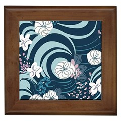 Flowers Pattern Floral Ocean Abstract Digital Art Framed Tile by Pakemis