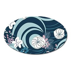 Flowers Pattern Floral Ocean Abstract Digital Art Oval Magnet by Pakemis