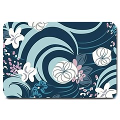 Flowers Pattern Floral Ocean Abstract Digital Art Large Doormat by Pakemis