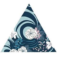 Flowers Pattern Floral Ocean Abstract Digital Art Wooden Puzzle Triangle by Pakemis