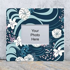 Flowers Pattern Floral Ocean Abstract Digital Art White Wall Photo Frame 5  X 7  by Pakemis