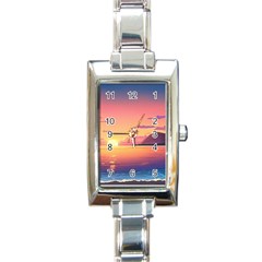 Sunset Ocean Beach Water Tropical Island Vacation 3 Rectangle Italian Charm Watch by Pakemis