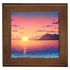 Sunset Ocean Beach Water Tropical Island Vacation 3 Framed Tile by Pakemis